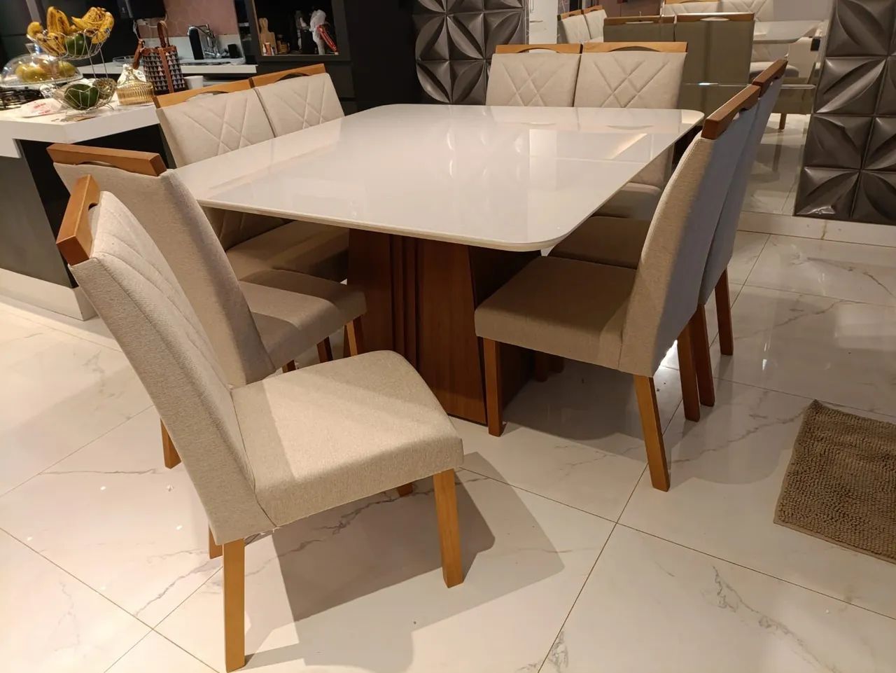Mesa de Jantar 8 Cadeiras  - Nova cadeiras em linho  - Foto 2