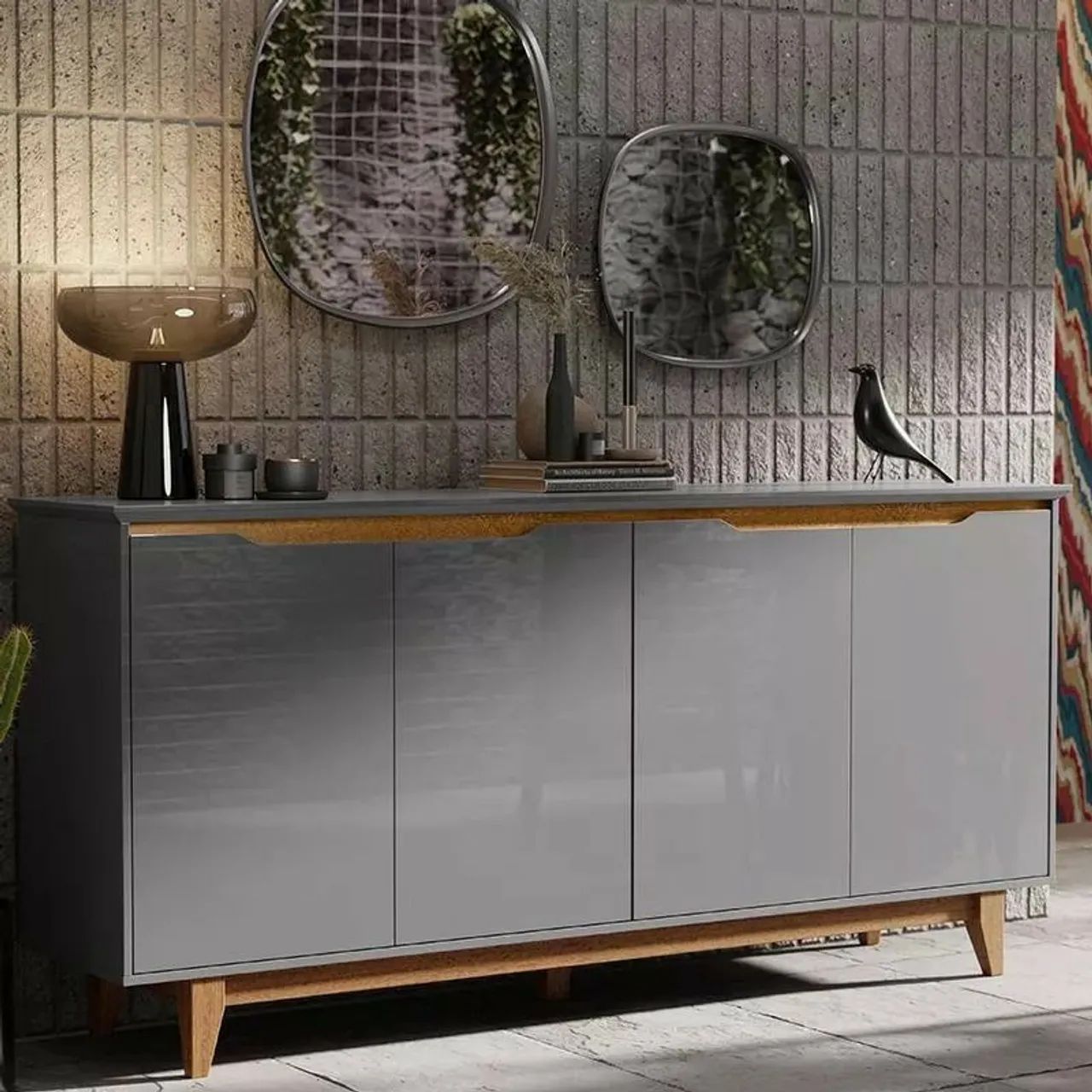 Buffet 4 Portas Cinza - Moderno e Elegante