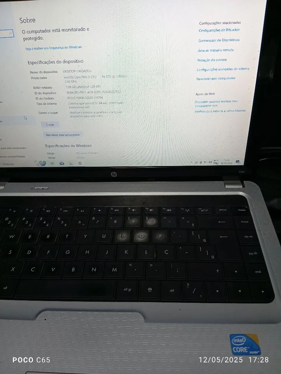 Notebook HP com Intel Core i3 funcionando p peça  - Foto 2