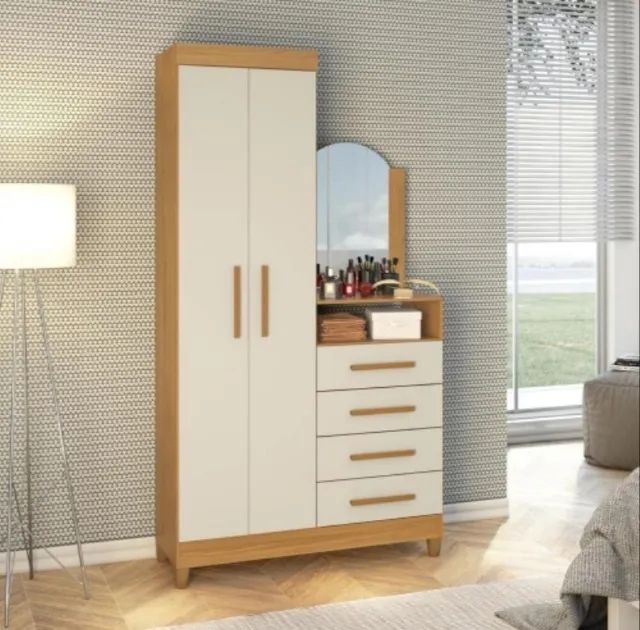Guarda Roupa 2 Portas 4 Gavetas Espelho Novo Varios Modelos