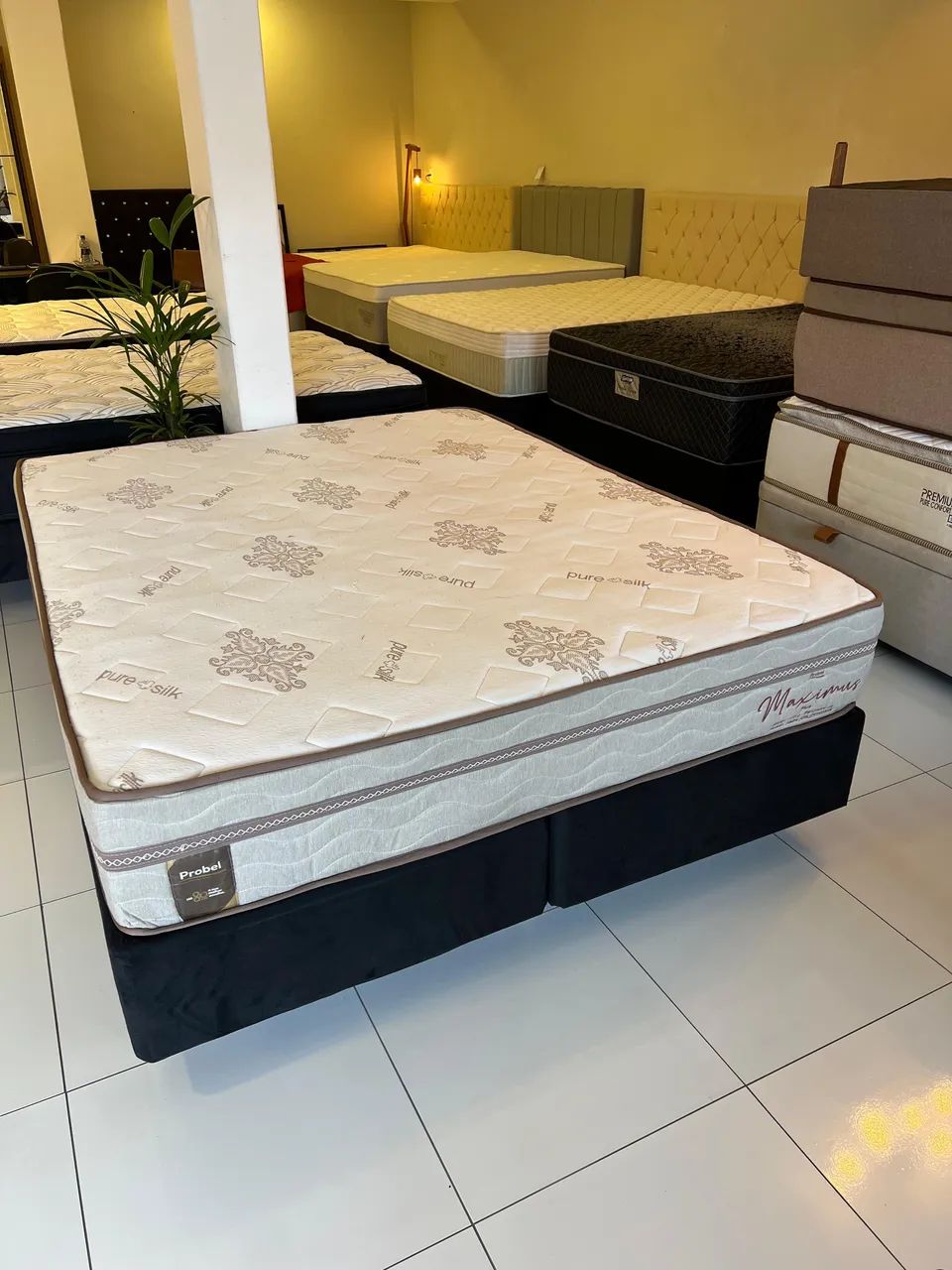 Cama Box Queen Size - Base Box + Colchão PROBEL Seminovo - ENTREGAMOS 