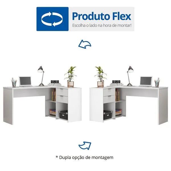 Mesa de Escritório Canto com Estante - Foto 5