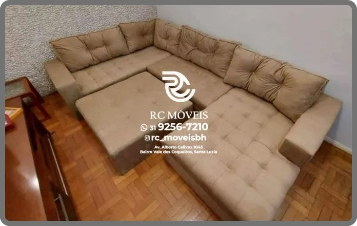 SOFA DE CANTO 7 LUGARES ESPUMA D33 TECIDO VELUDO 12X SEM JUROS COM GARANTIA