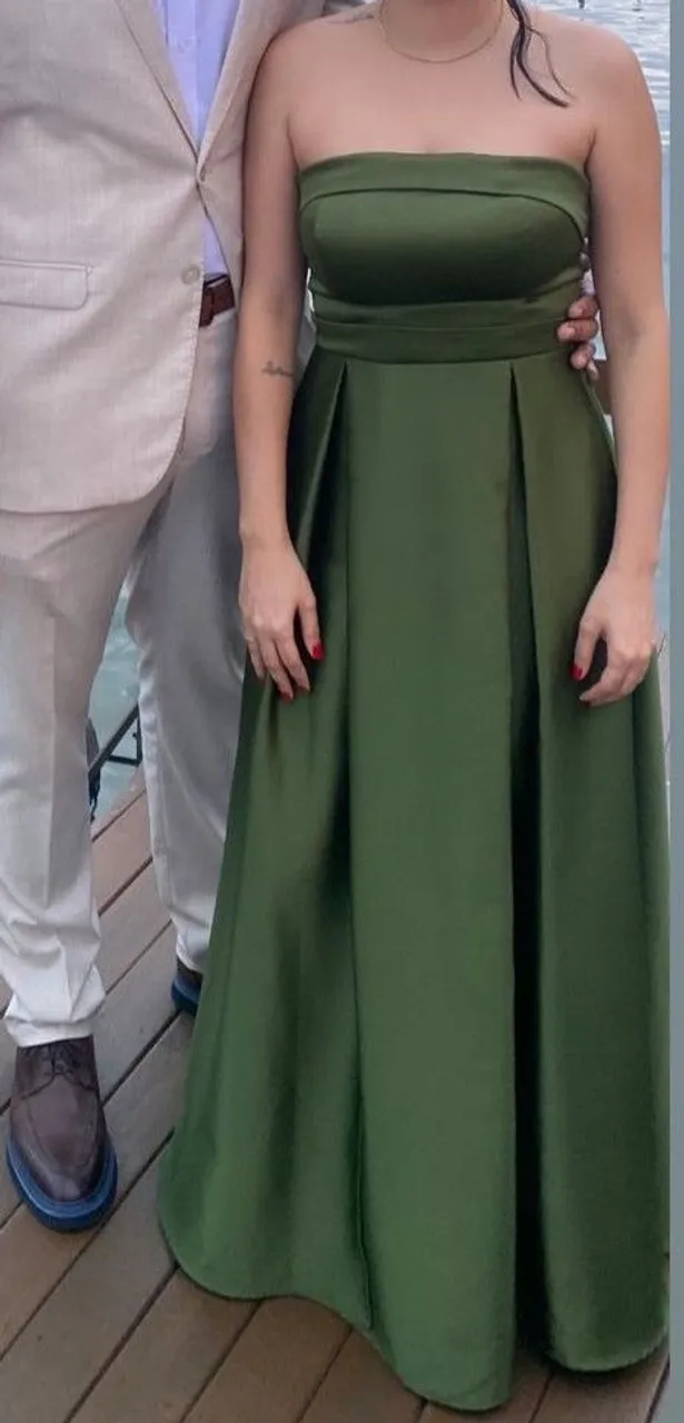 Vestido longo verde esmeralda