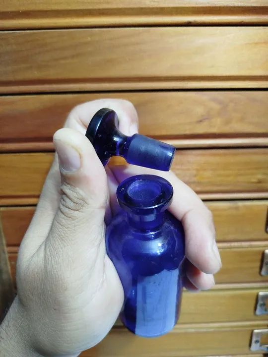 Antiguidade!! Frasco francês de farmácia/boticário, azul cobalto, fins do século XIX - Foto 3