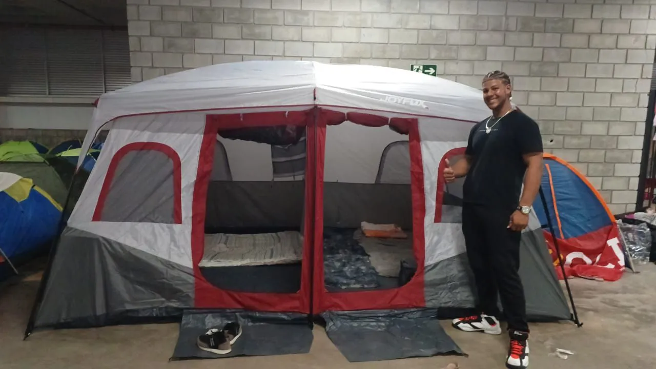 BARRACA CAMPING GIGANTE JOYFOX - 6 JANELAS, 2 PORTAS INDIVIDUAIS E TETO SOLAR!