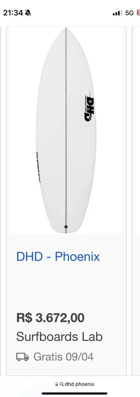 Prancha de Surf DHD PHOENIX + Quilhas e Leash FCS - Foto 6