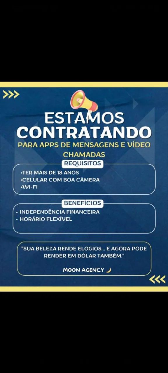 Estamos contratando mulheres para trabalhar em app gringo respondendo mensagens 