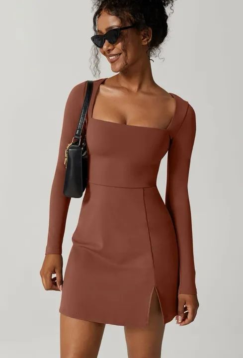 Vestido Marrom manga longa 