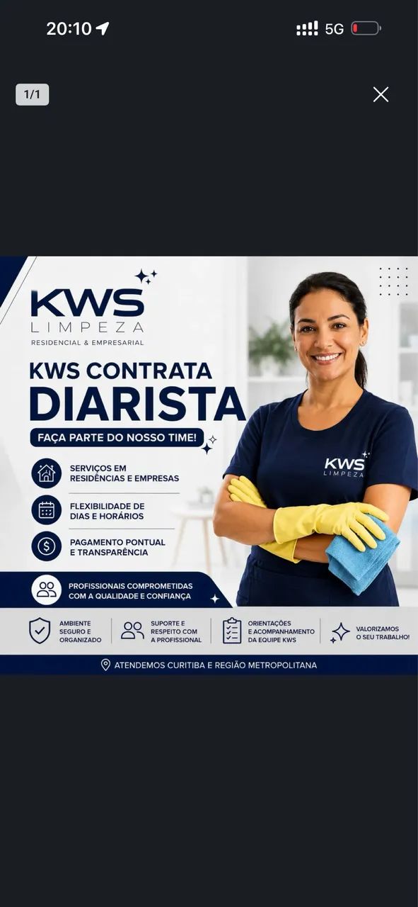 Vaga para diarista 