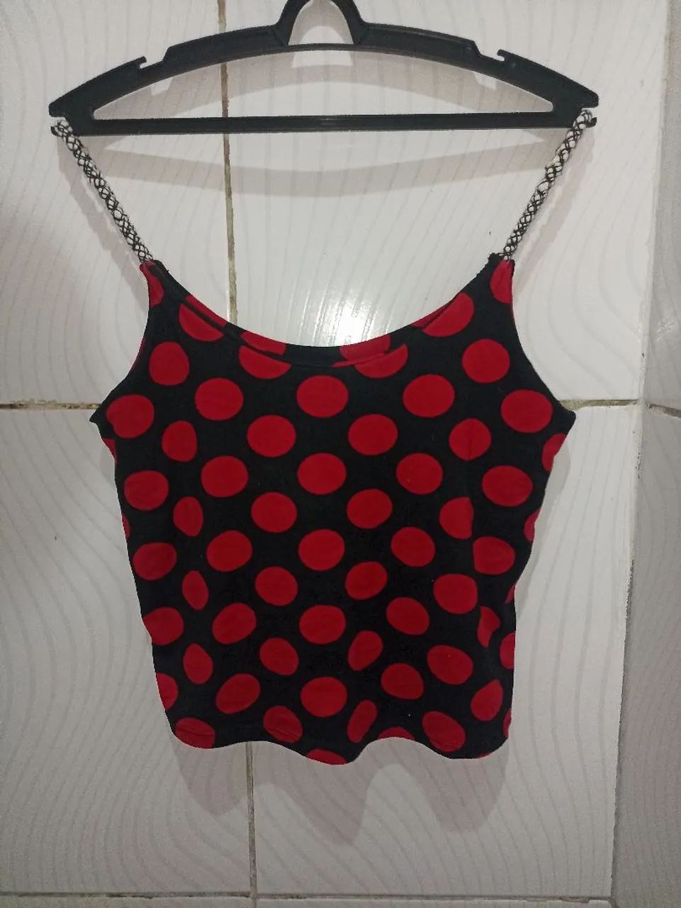 Blusa Cropped de Bolinhas Feminino M 