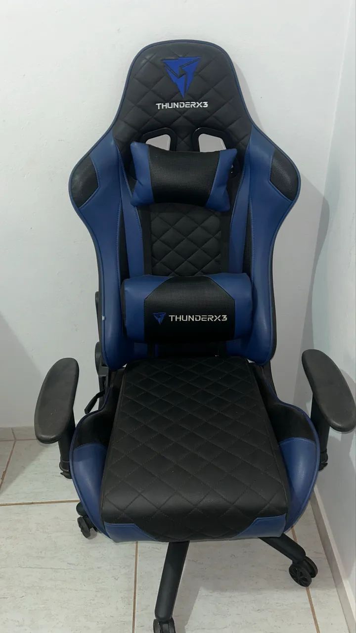 Cadeira Gamer ThunderX3 - Preta e Azul - Foto 3