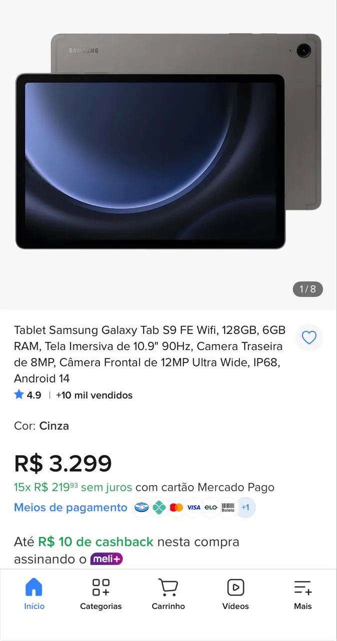 Tablet Samsung S9 FE Wifi - 128gb