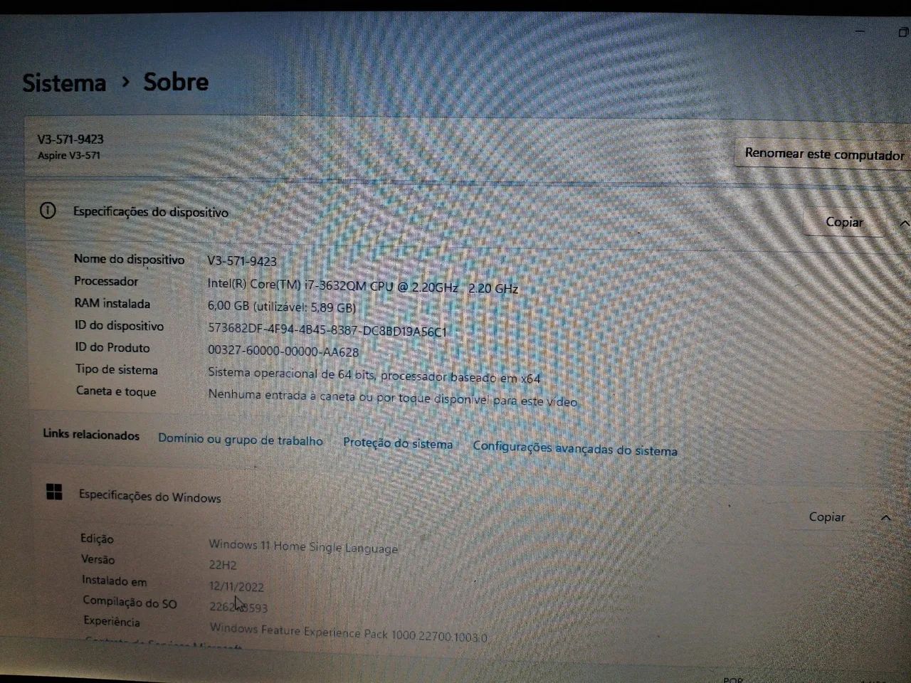 Notebook Acer Aspire I7-3623-QM + 6Gb + Ssd 240gb - Foto 2