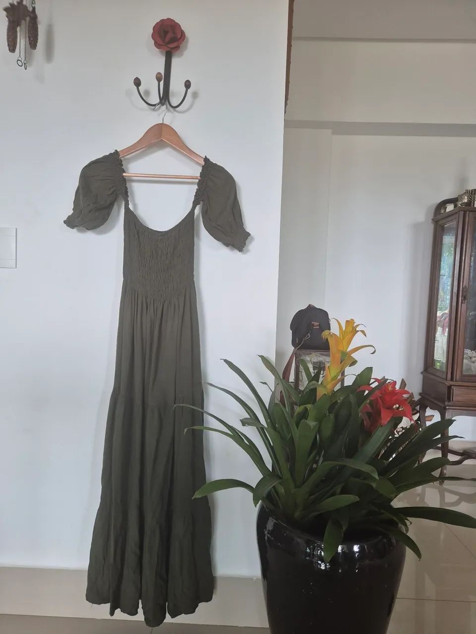 Vestido verde puro algodao em elastec