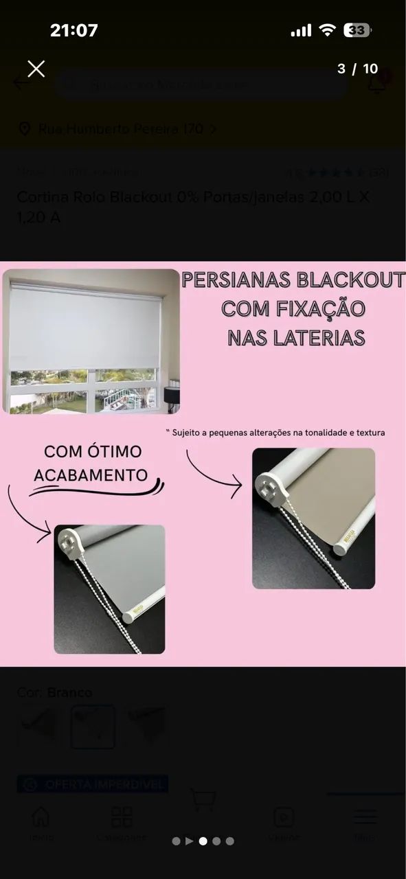 Vendo cortina rolo blackout na cor branca, ideal para portas ou janelas - Foto 2
