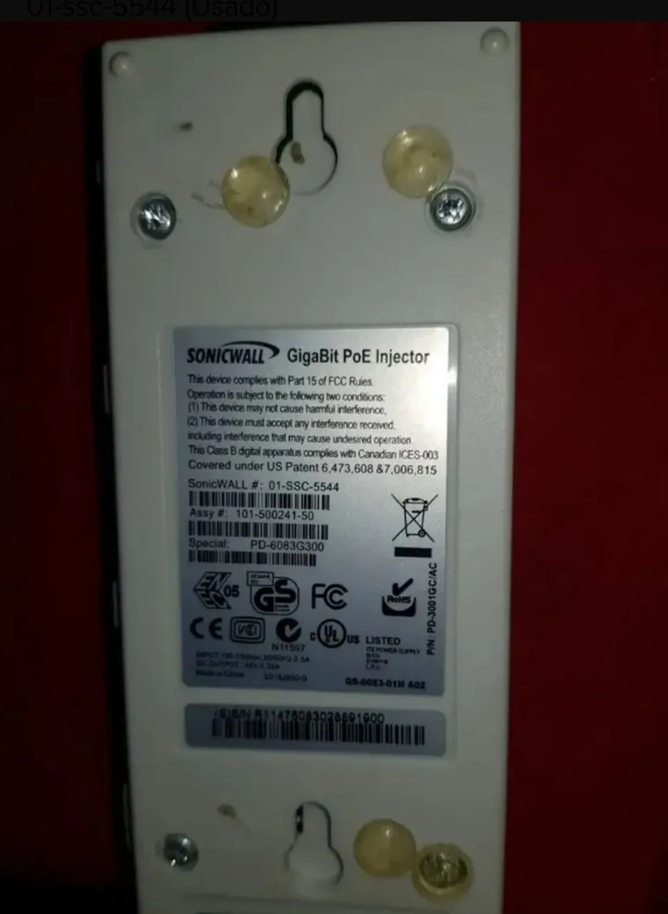 PoE Power Injector SonicWall Gigabit - Mod. 01-SSC-5544 - Original