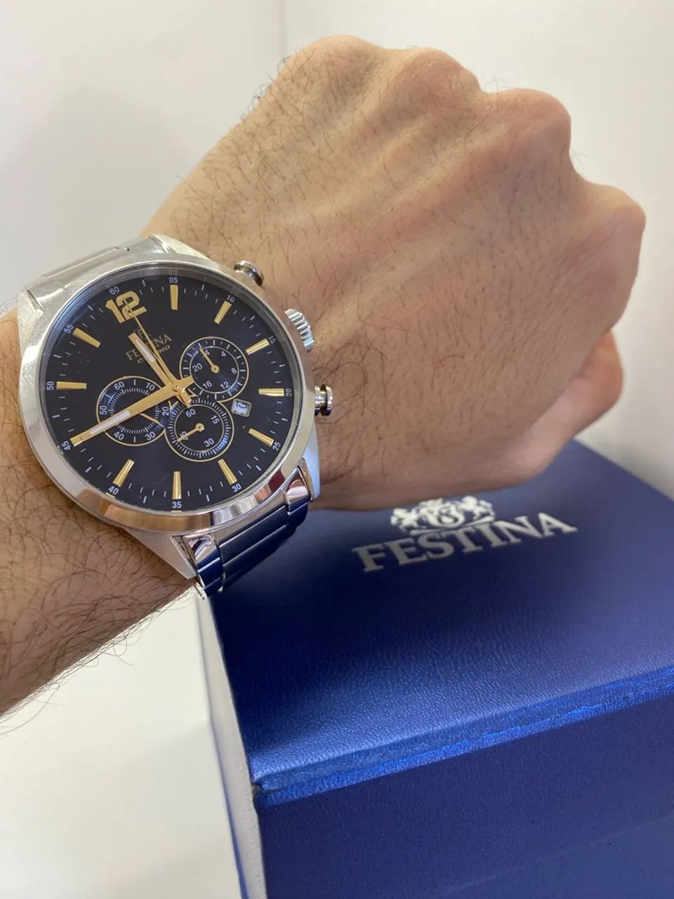 Relógio Festina Original Cronógrafo Aço Inox Completo com Caixa - Foto 3