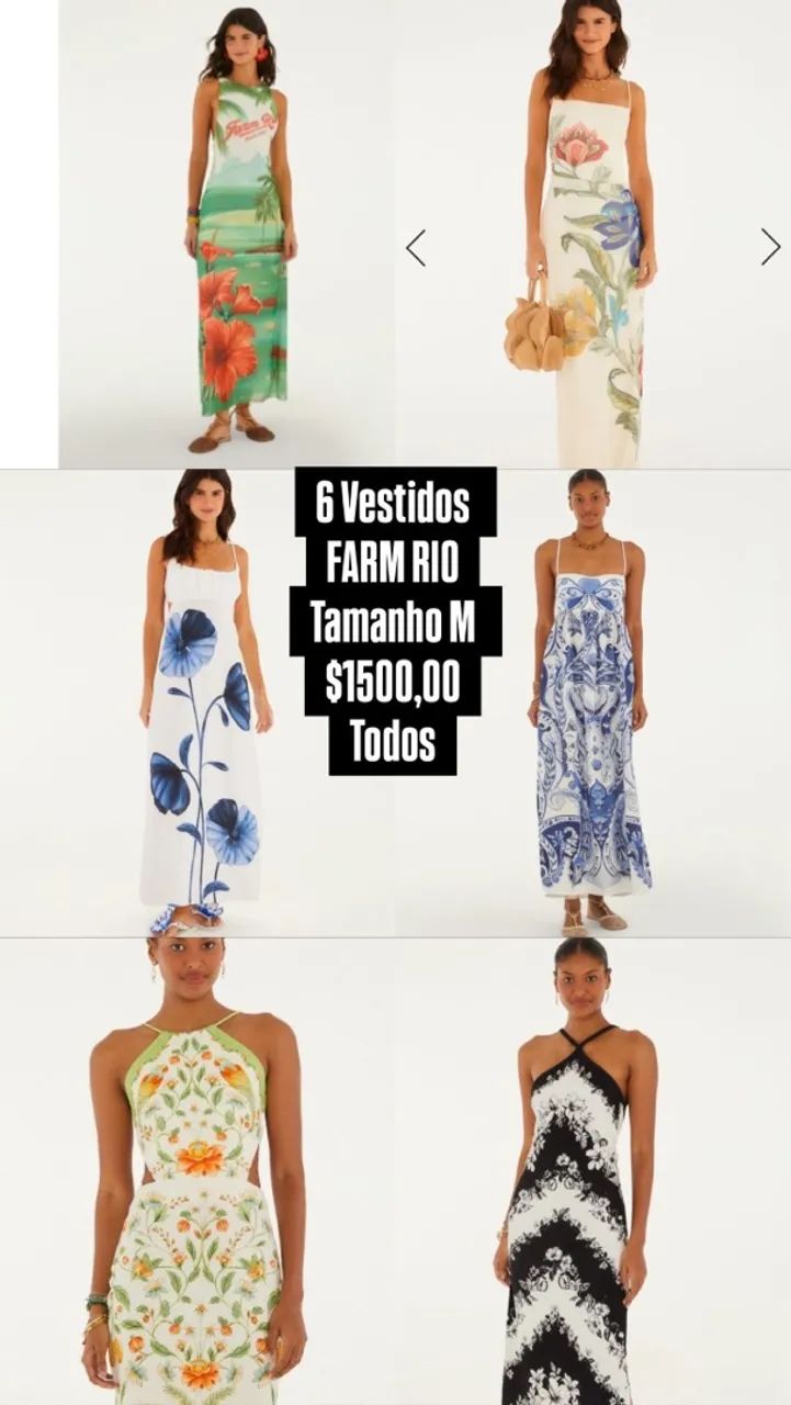 6 Vestidos FARM RIO Novos 