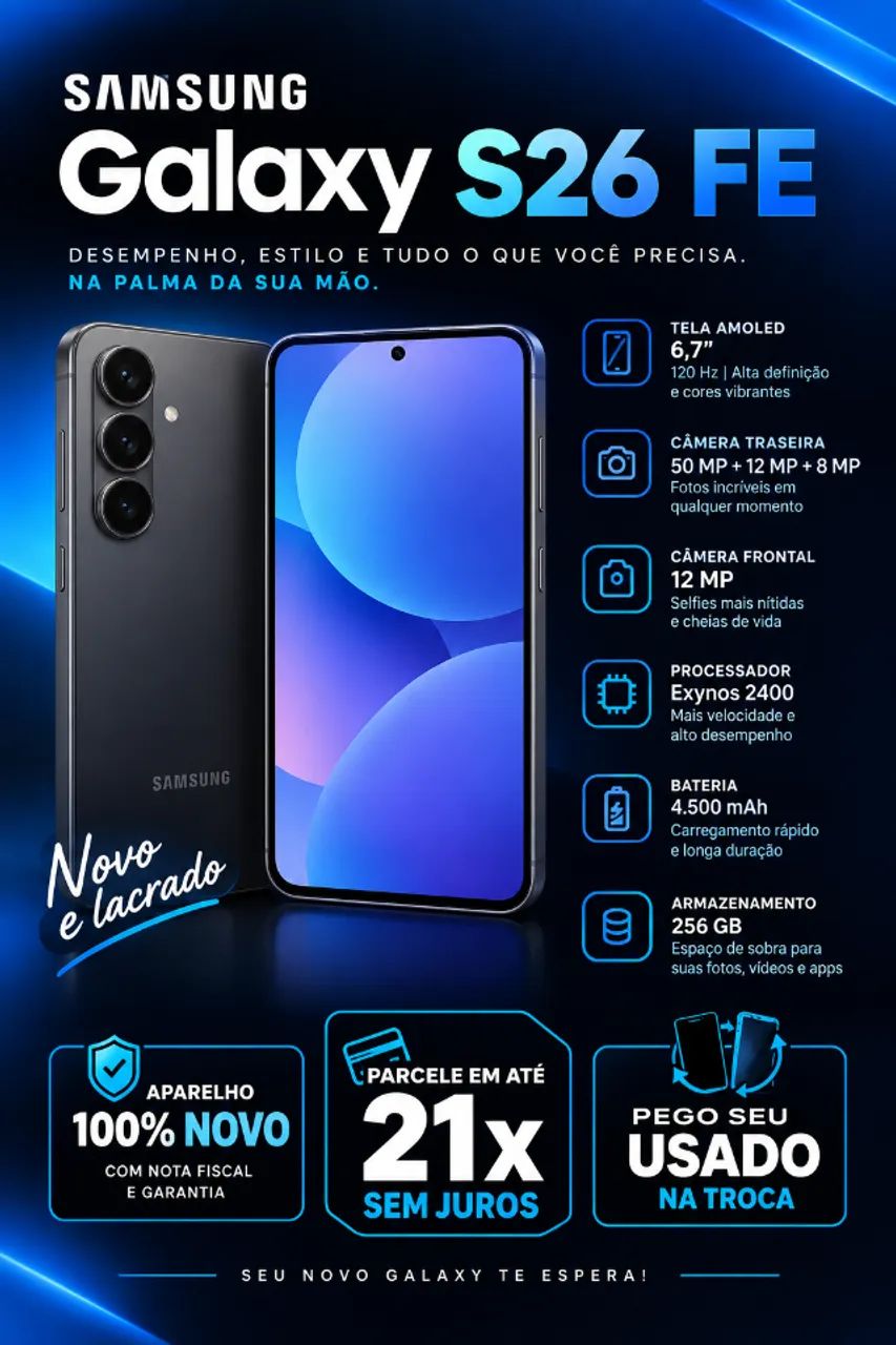 S26 fe 256Gb - Lacrado com nota
