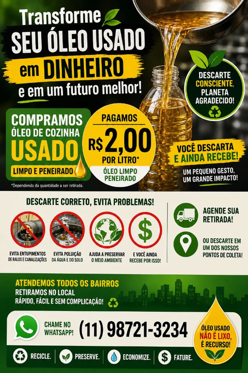 compra de oleo de cozinha vegetal usado