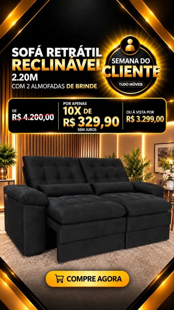 Sofá Retratil e Reclinável 