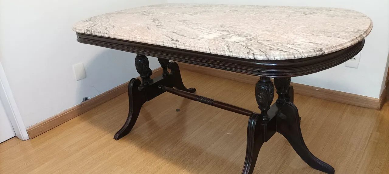 Mesa jantar jacarandá com mármore Carrara rosa - Foto 3