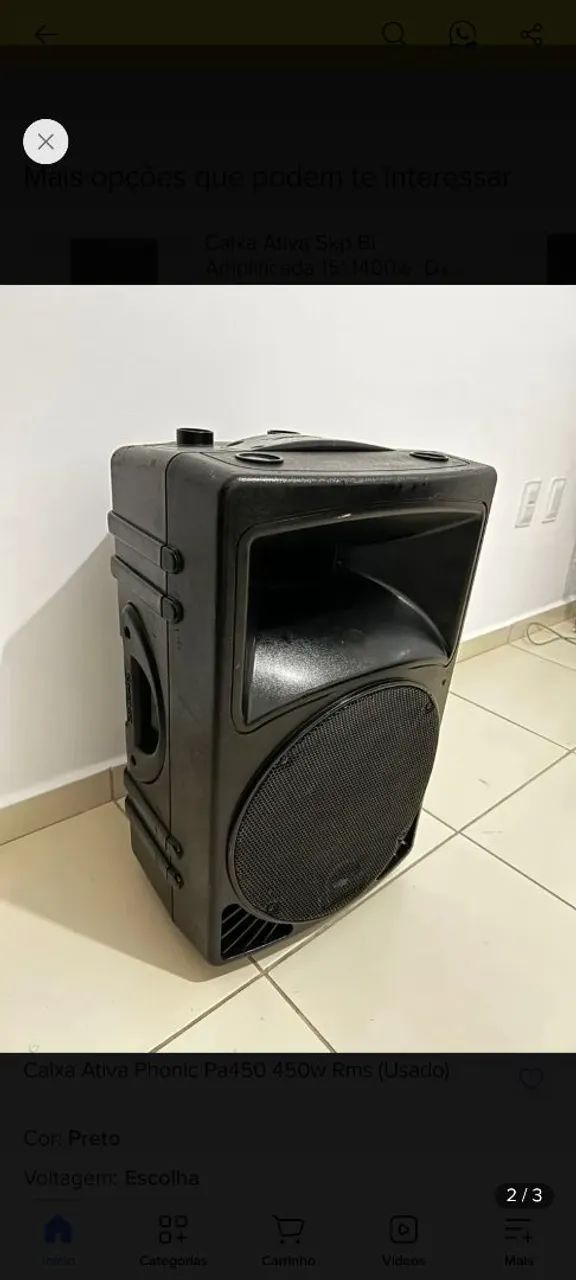 Par de caixas ativas phonic PA 450.