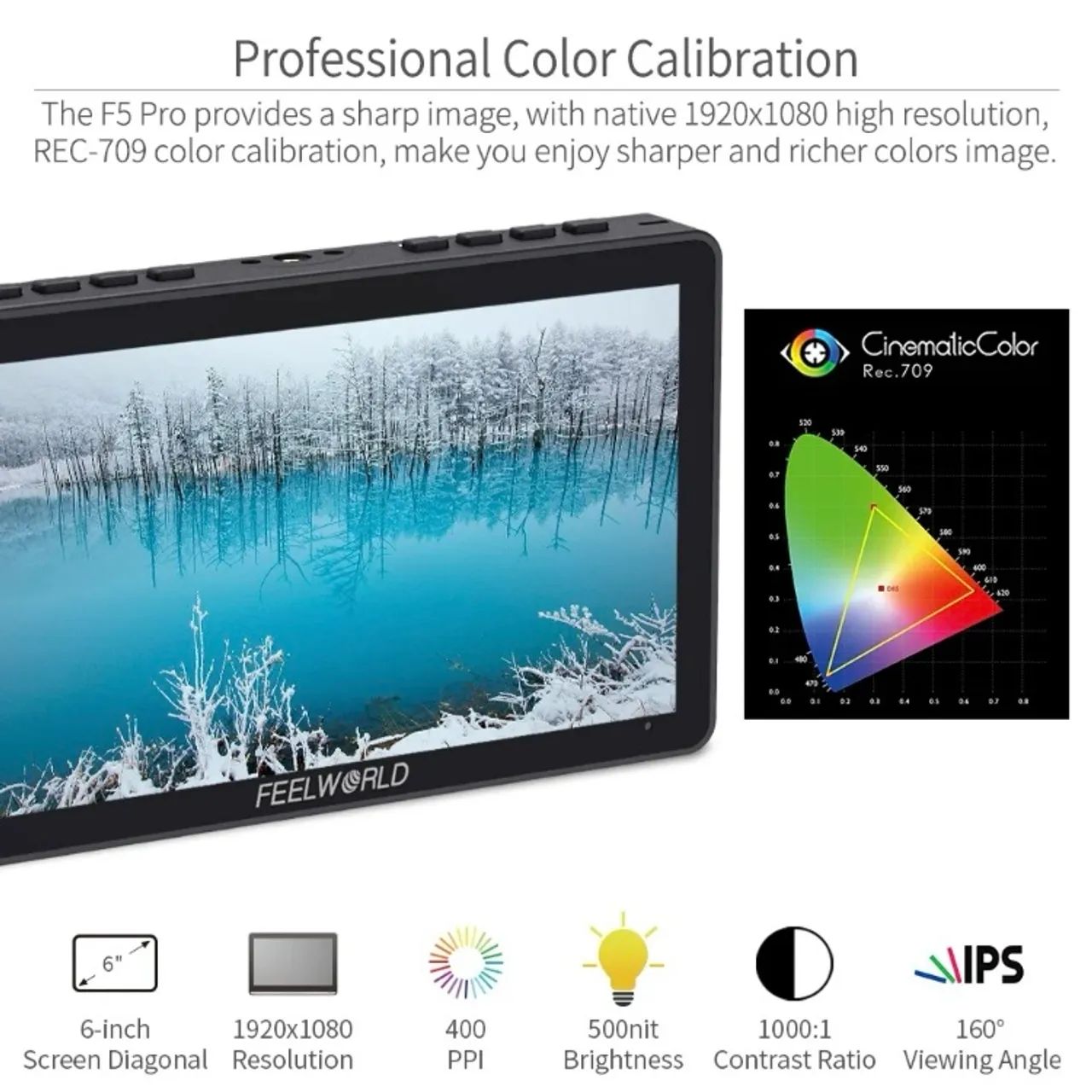 FEELWORLD F5 PRO V4 de 6 polegadas e 450 nits - Foto 4