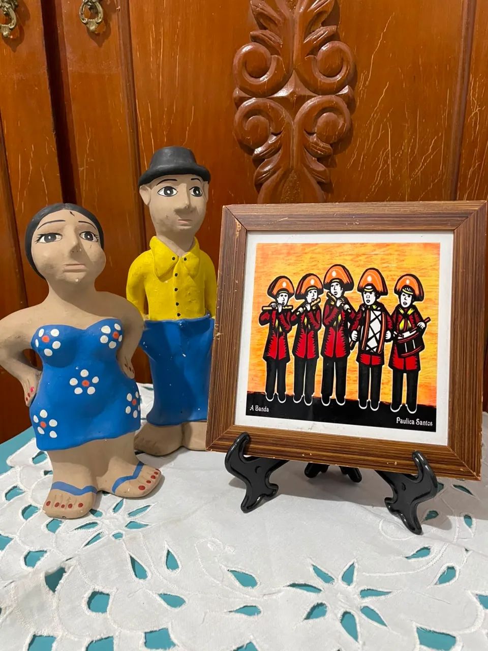 QUADRO CERÂMICA XILOGRAVURA PAULICA SANTOS