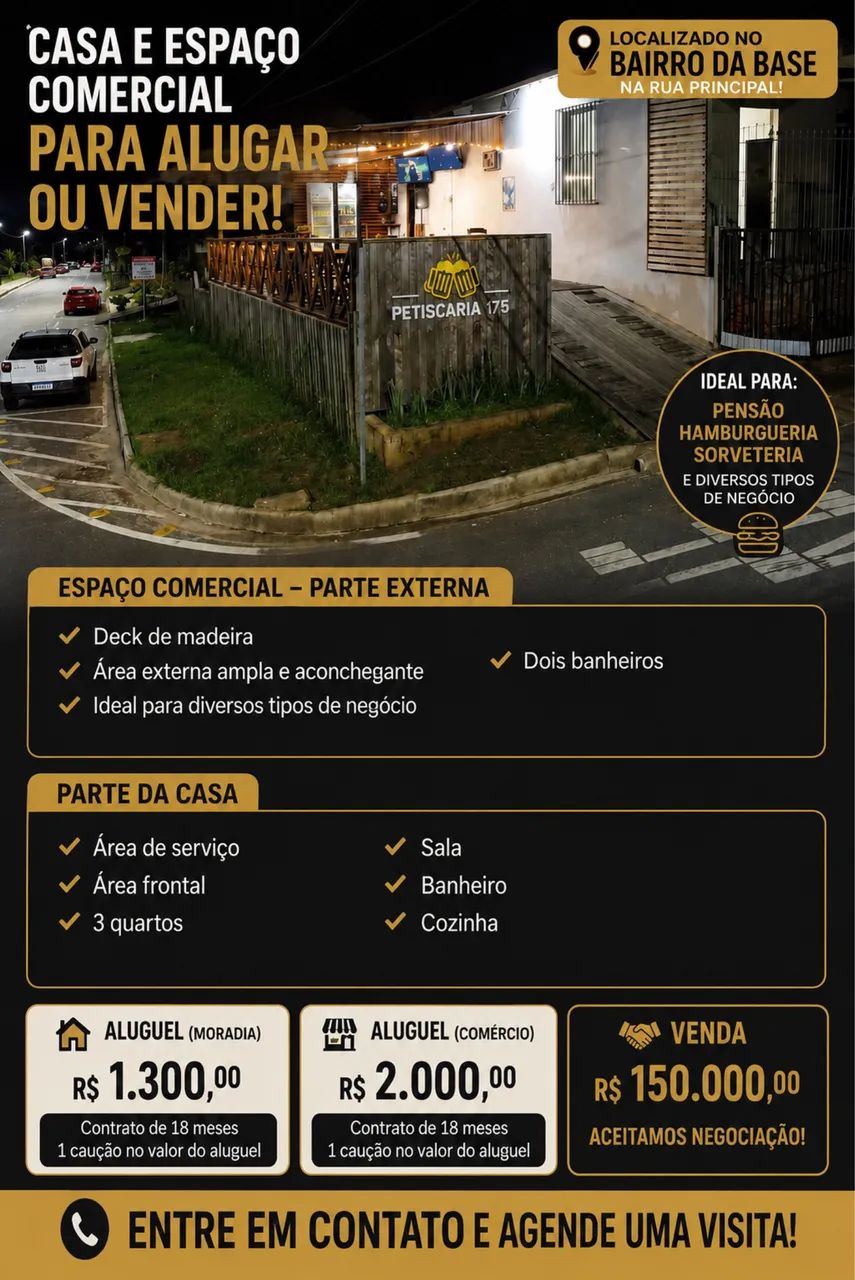 Alugo ponto comercial/casa