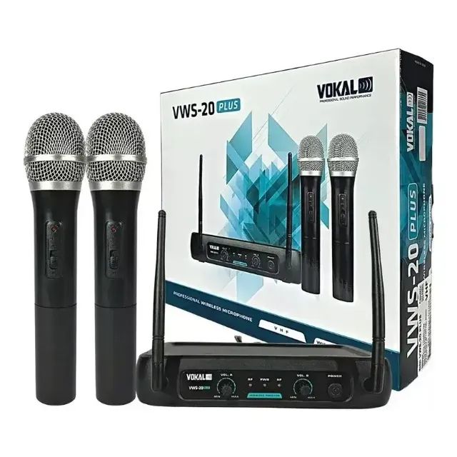 Microfone Sem Fio Vokal VWS-20 Plus - Duplo | VHF Profissional