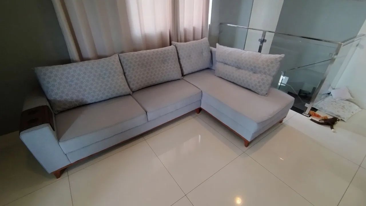 Sofá de Linho Grande com Chaise - 2,90m x 1,80m