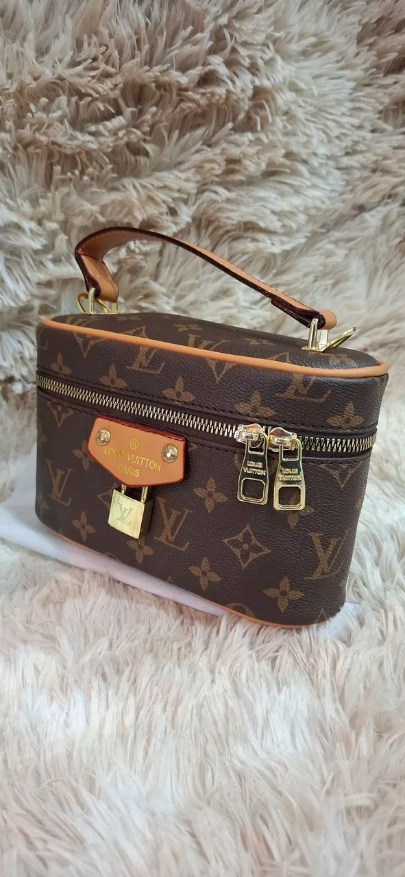 bolsa louis vuitton nice mini marrom nova - Foto 4