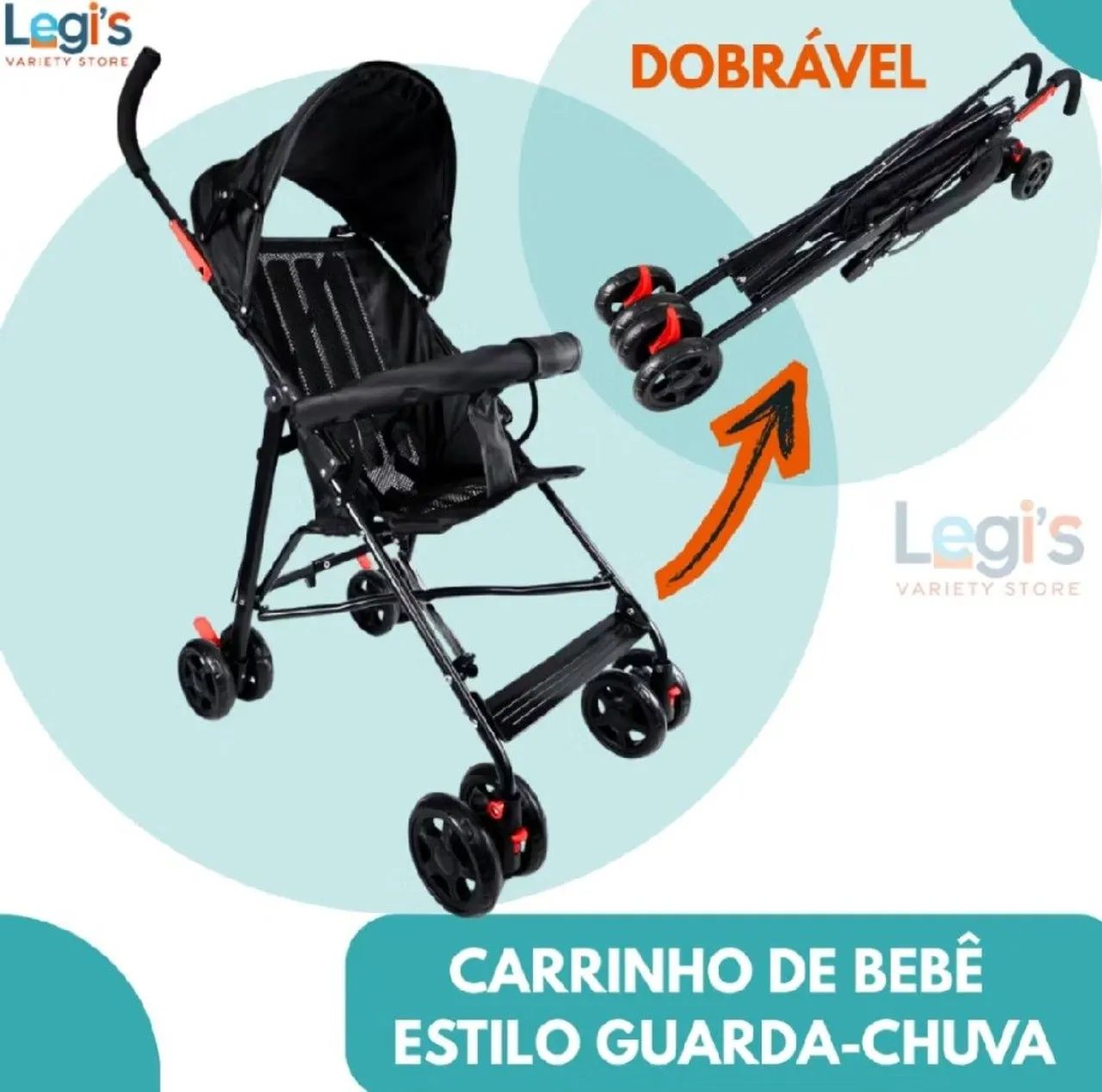 Carrinho de bebê guarda chuva 
