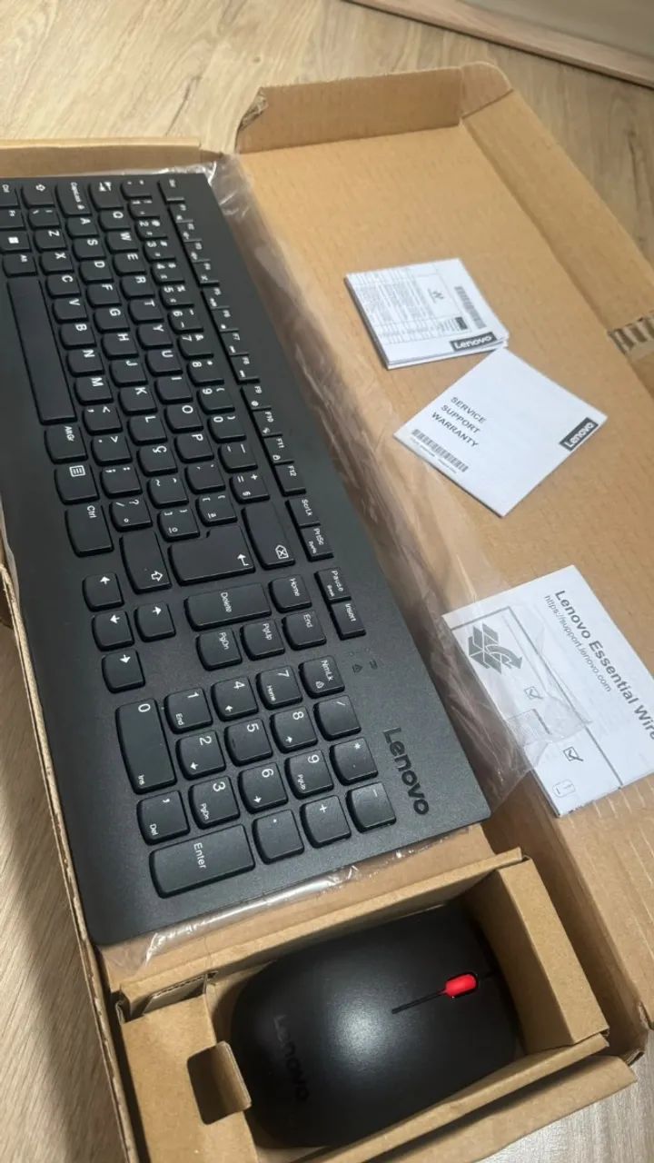 Kit Teclado e Mouse Sem Fio Lenovo Essential - na Caixa - Foto 5