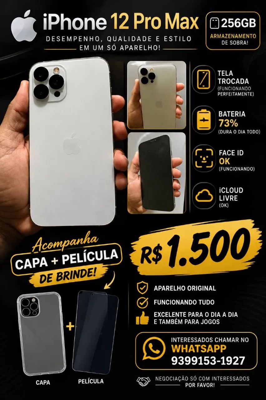 Iphone 12 pro max 256gb - Celulares e Smartphones - Esperança