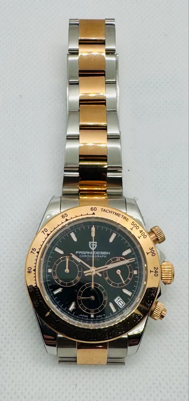 Relógio Pagani Design Daytona Preto e Dourado  - Foto 4