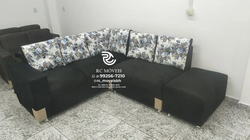 Sofá de Canto com Puff Material suede D33 Confortável Direto da Fábrica - Melhor Preco - Foto 2