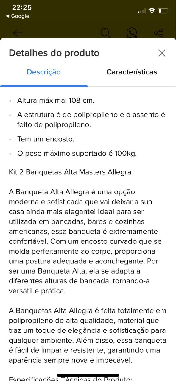 2 Banquetas Allegra preta 108cm - Foto 4