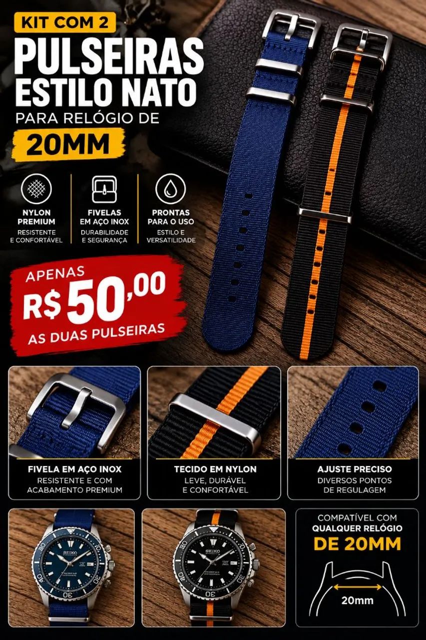Pulseiras nato para relógio - 20mm