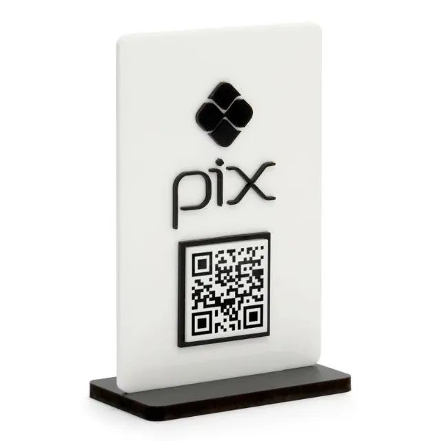 Placa Acrílica Branca QR Code PIX Personalizada