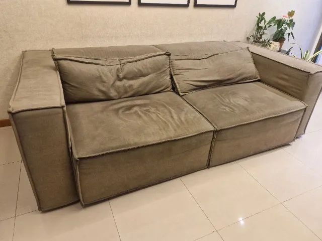 Sofá retrátil, em suede - Foto 5