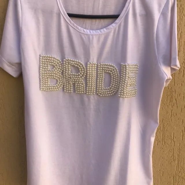 Camiseta Branca Bride Com Pérolas E Amarração Lateral - Foto 2