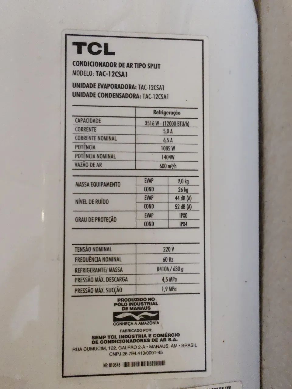 Split 12000 BTUs TCL - Foto 4