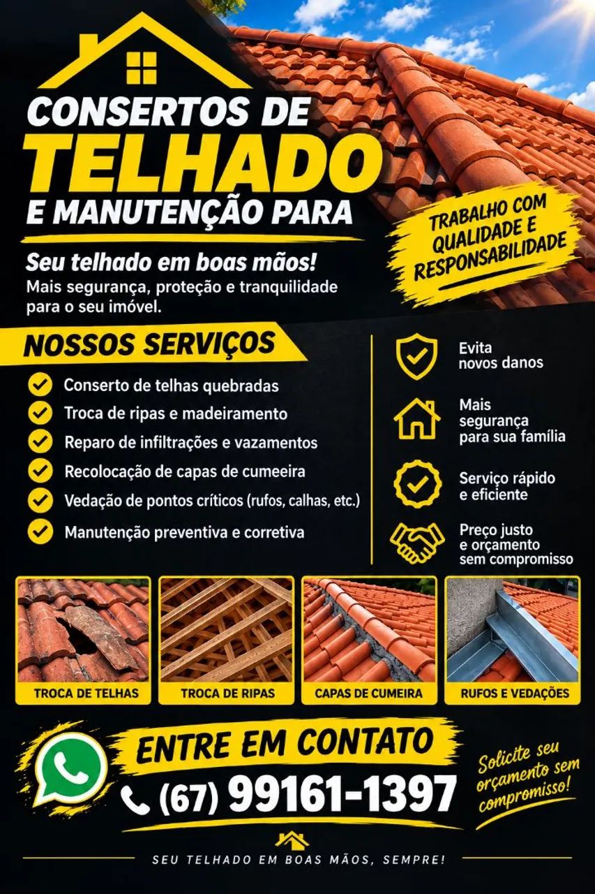 Concerto e manutenções de telhados