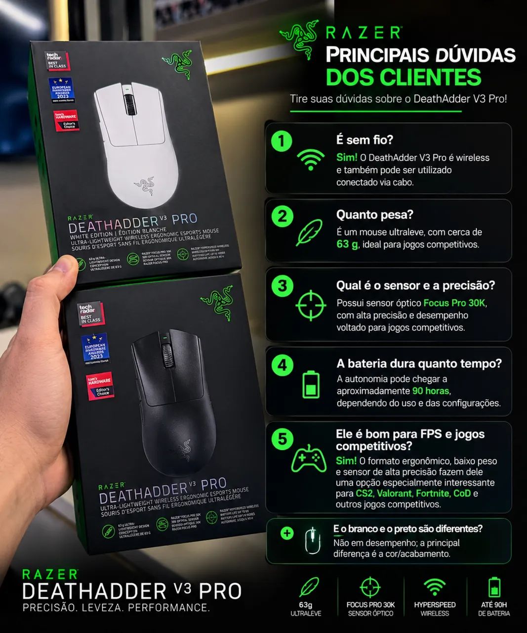Mouse razer Deathadder v3 pro original lacrado - Periféricos e