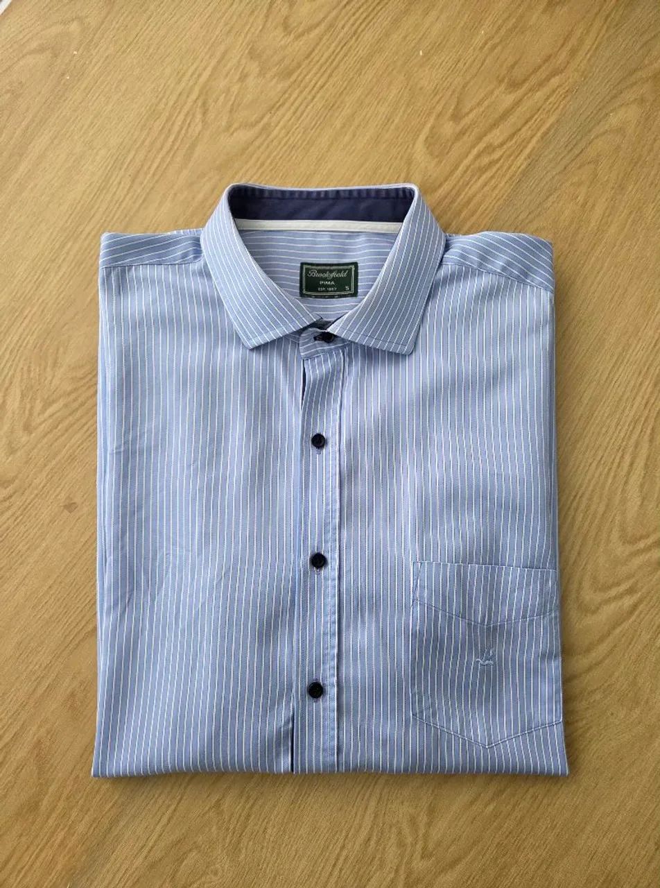 camisa brooksfield pima listrada azul 5