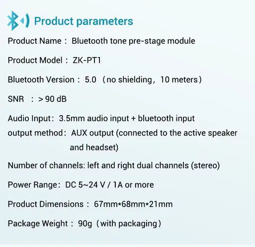 Placa bluetooth 5.0 pré amplificador digital com com controle de volume graves e agudos - Foto 5