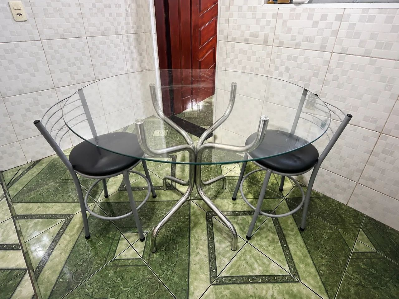Mesa redonda de vidro 